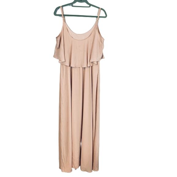Show Me Your Mumu Caitlin Ruffle Maxi Dress Dusty Blush Crisp Light Pink Sz XXL - Picture 2 of 12